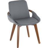 Cosmo Accent Chair in Grey Leatherette & Walnut Finish
